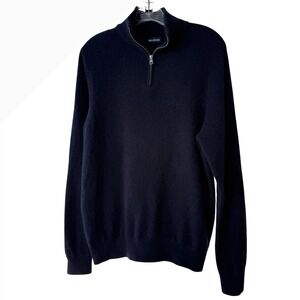 NAADAM Mens Signature Cashmere Quarter Zip Sweater, Classic Navy, Size Large